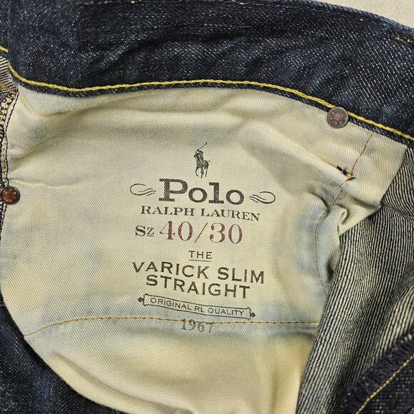 Polo Ralph Lauren Jeans Mens 40x30 Varick Slim Straight Dark Wash Denim Blue - Picture 5 of 14